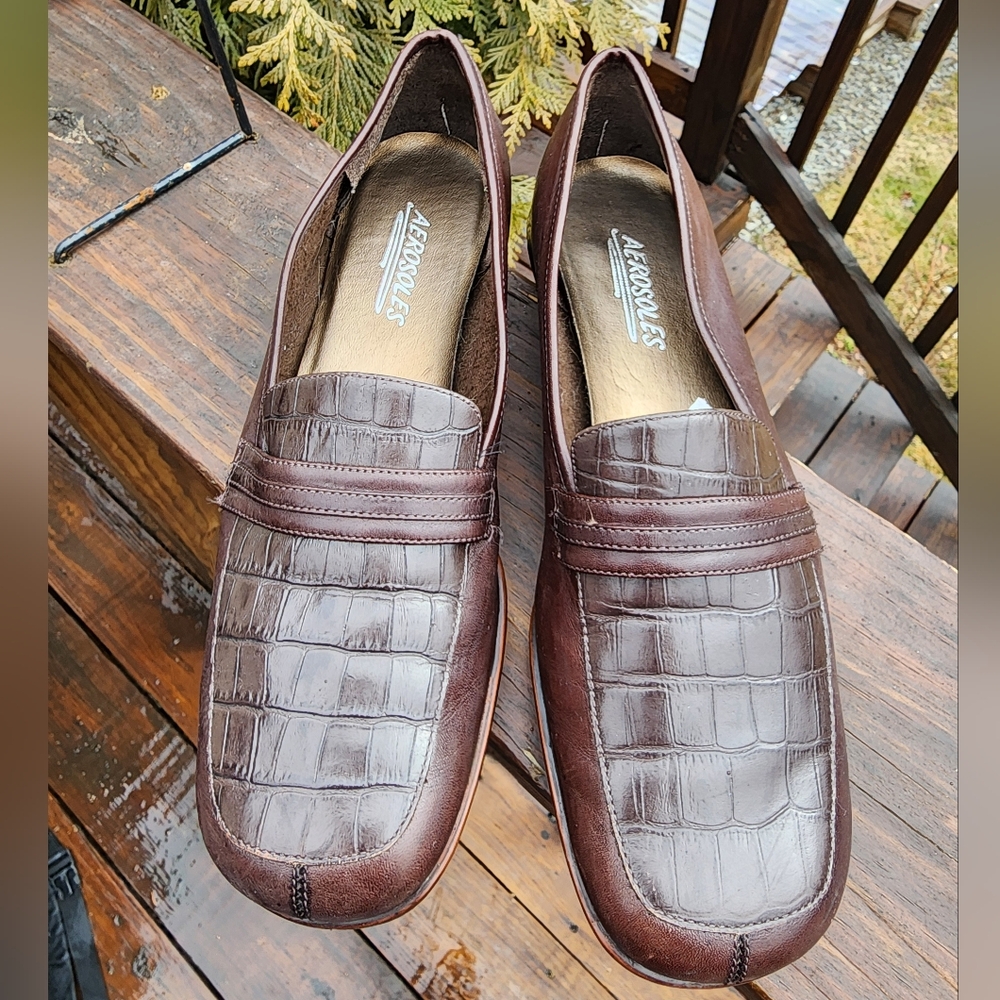 Aerosoles Women's Size 8M Brown Leather Loafers Slip On Shoes, Casual Comfort #9